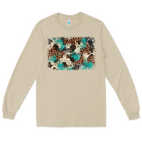 Mushroom turquoise glitter cowhide background Long Sleeve Tee - BarkalooDesign