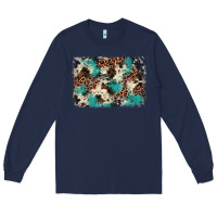 Navy turquoise glitter cowhide background Long Sleeve Tee - BarkalooDesign