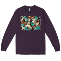 Plum turquoise glitter cowhide background Long Sleeve Tee - BarkalooDesign