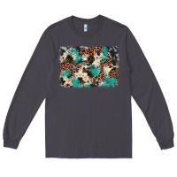 Smoke turquoise glitter cowhide background Long Sleeve Tee - BarkalooDesign