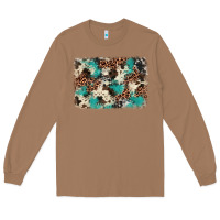 Toasted Coconut turquoise glitter cowhide background Long Sleeve Tee - BarkalooDesign