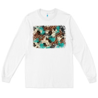 White turquoise glitter cowhide background Long Sleeve Tee - BarkalooDesign