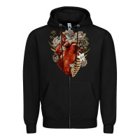 Black Flower anatomical heart Zipper Hoodie - RanaPortraitStore