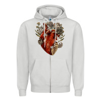 Dove Grey Flower anatomical heart Zipper Hoodie - RanaPortraitStore