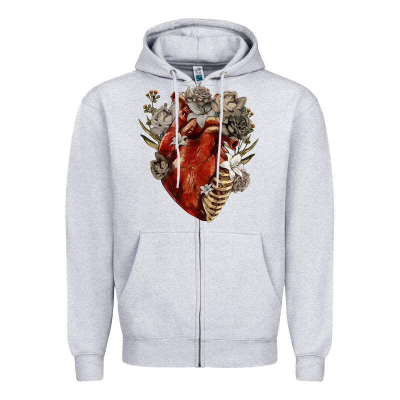 Flower Anatomical Heart Zipper Hoodie by RanaPortraitStore | Teevron