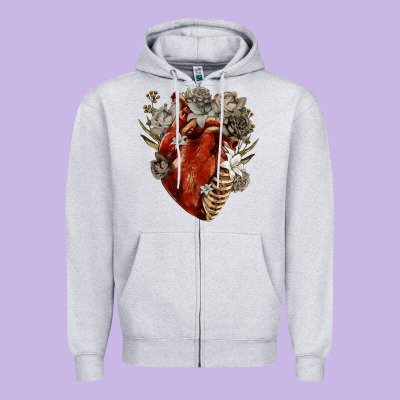 Zipper Hoodie Flower anatomical heart
