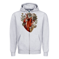 Heather Grey Flower anatomical heart Zipper Hoodie - RanaPortraitStore