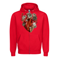 Red Flower anatomical heart Zipper Hoodie - RanaPortraitStore