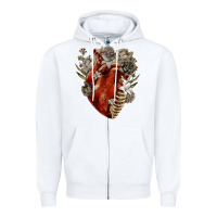 White Flower anatomical heart Zipper Hoodie - RanaPortraitStore