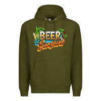 Army Green Beer and sunshine Premium Hoodie - NancyCooperArtShop