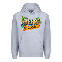 Heather Grey Beer and sunshine Premium Hoodie - NancyCooperArtShop