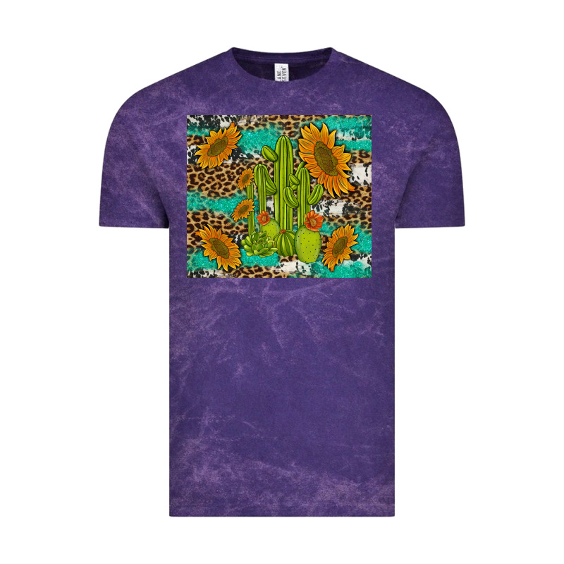 Cactus And Sunflowers Turquoise Leopard Cowhide Vintage Tee by Artiststas | Teevron