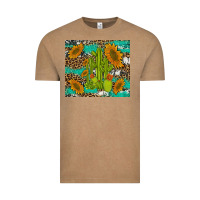 Vintage Coffee cactus and sunflowers turquoise leopard cowhide Vintage Tee - Artiststas