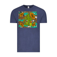 Vintage Denim cactus and sunflowers turquoise leopard cowhide Vintage Tee - Artiststas