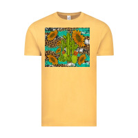 Vintage Mustard cactus and sunflowers turquoise leopard cowhide Vintage Tee - Artiststas