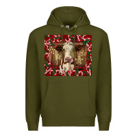 Army Green christmas heifer with candy canes Premium Hoodie - BarkalooDesign