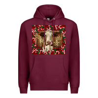 Burgundy christmas heifer with candy canes Premium Hoodie - BarkalooDesign