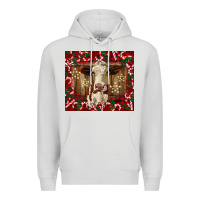 Dove Grey christmas heifer with candy canes Premium Hoodie - BarkalooDesign