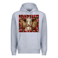 Heather Grey christmas heifer with candy canes Premium Hoodie - BarkalooDesign
