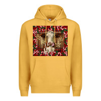 Mustard christmas heifer with candy canes Premium Hoodie - BarkalooDesign