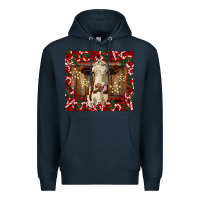Navy christmas heifer with candy canes Premium Hoodie - BarkalooDesign