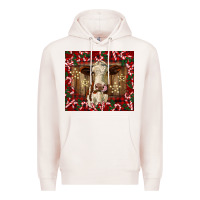 Pale Pink christmas heifer with candy canes Premium Hoodie - BarkalooDesign