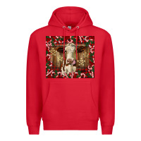 Red christmas heifer with candy canes Premium Hoodie - BarkalooDesign