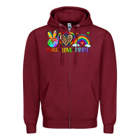 Burgundy peace love pride Zipper Hoodie - Zillion Design Studio