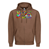 Chestnut peace love pride Zipper Hoodie - Zillion Design Studio