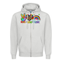 Dove Grey peace love pride Zipper Hoodie - Zillion Design Studio