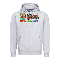 Heather Grey peace love pride Zipper Hoodie - Zillion Design Studio