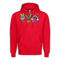 Red peace love pride Zipper Hoodie - Zillion Design Studio