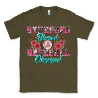 Army Green stressed blessed & baseball obsessed Classic Tee - BundleAndBundleShop