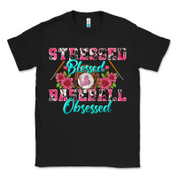 Black stressed blessed & baseball obsessed Classic Tee - BundleAndBundleShop