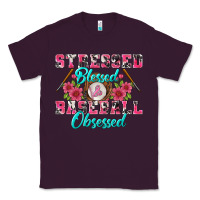 Plum stressed blessed & baseball obsessed Classic Tee - BundleAndBundleShop
