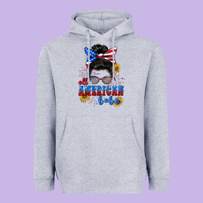All American Babe 4th Of July Heavyweight Hoodie Designed By Cowgirlartshop