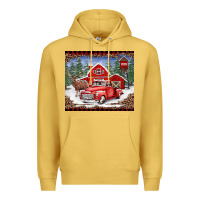 Antique Gold Christmas farm reindeer and truck Premium Hoodie - BarkalooDesign
