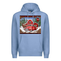 Colony Blue Christmas farm reindeer and truck Premium Hoodie - BarkalooDesign