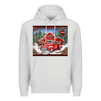 Dove Grey Christmas farm reindeer and truck Premium Hoodie - BarkalooDesign