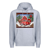 Heather Grey Christmas farm reindeer and truck Premium Hoodie - BarkalooDesign