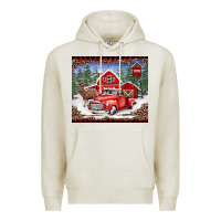 Oatmeal Heather Christmas farm reindeer and truck Premium Hoodie - BarkalooDesign