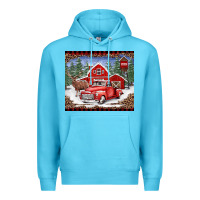 Ocean Blue Christmas farm reindeer and truck Premium Hoodie - BarkalooDesign
