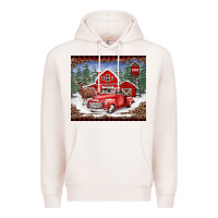 Pale Pink Christmas farm reindeer and truck Premium Hoodie - BarkalooDesign