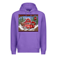 Purple Christmas farm reindeer and truck Premium Hoodie - BarkalooDesign