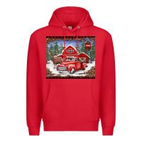 Red Christmas farm reindeer and truck Premium Hoodie - BarkalooDesign