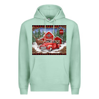 Seafoam Christmas farm reindeer and truck Premium Hoodie - BarkalooDesign