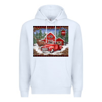 White Christmas farm reindeer and truck Premium Hoodie - BarkalooDesign