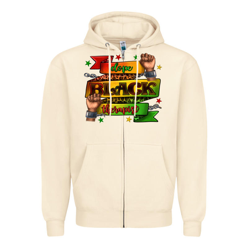 Dope Black Therapist Juneteenth Zipper Hoodie by texasbilliewilder | Teevron