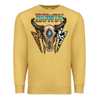 Antique Gold howdy boho skull Premium Sweatshirt - CowhideDigitalArt