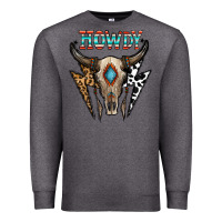 Charcoal Heather howdy boho skull Premium Sweatshirt - CowhideDigitalArt